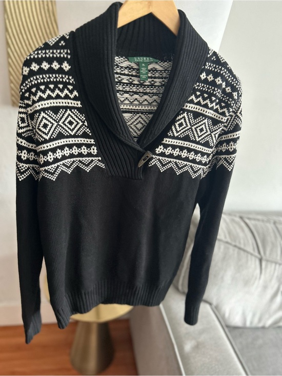 Lauren Ralph Lauren Sweaters - Vtg Lauren Ralph Lauren Knitted Fair Isle Sweater L Fisherman Black Nordic